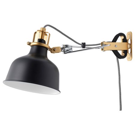 Настенный софит, лампа с зажимом, черный IKEA RANARP РАНАРП 703.610.03