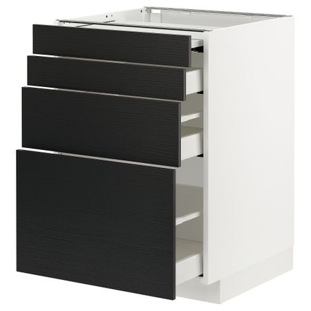 Напольный шкаф с выдвижной панелью, 3 ящиками, 60x60 cm IKEA METOD МЕТОД, MAXIMERA МАКСИМЕРА 894.338.30