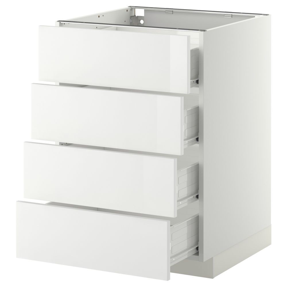 Напольный шкаф 4 фронтальных панели, 4 ящика МЕТОД / ФОРВАРА, белый, Рингульт белый - схема-чертеж с размерами