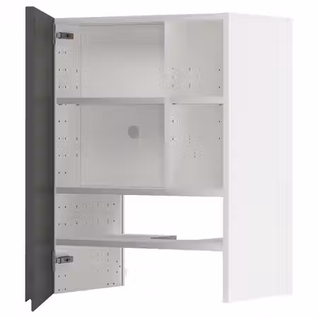 METOD Навесной шкаф д/вытяжки/полка/дверь - белый/Voxtorp темно-серый 60x80 см