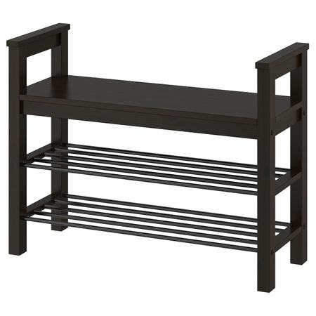 Скамья с полкой для обуви, черно-коричневый 85x32x65 см IKEA HEMNES ХЕМНЭС 703.884.13