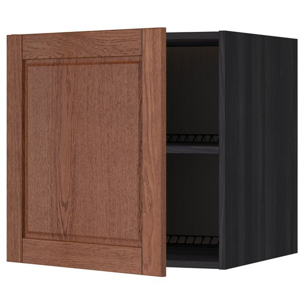 Верхний шкаф на холодильник, морозильник МЕТОД, черный, Филипстад коричневый - схема-чертеж с размерами