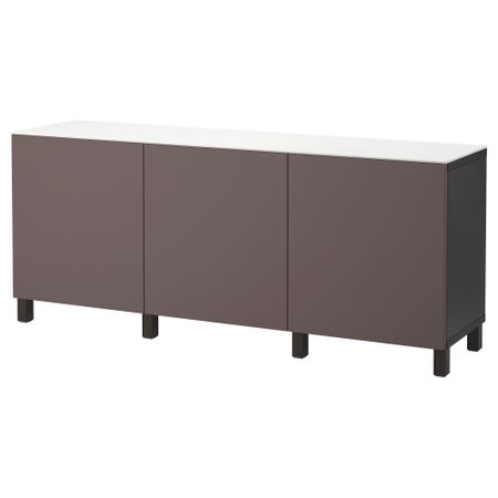 Комбинация для хранения с дверцами БЕСТО, черно-коричневый, Вальвикен темно-коричневый (180x42x74 см)