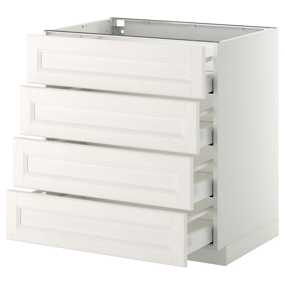 Напольный шкаф 4 фронтальных панели, 4 ящика МЕТОД / МАКСИМЕРА, белый, Лаксарби белый - схема-чертеж с размерами