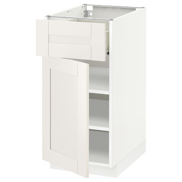 Напольный шкаф с ящиком, дверью МЕТОД / ФОРВАРА, белый, Сэведаль белый - схема-чертеж с размерами