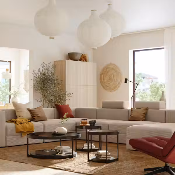 JÄTTEBO 7-местный п-образный диван - с козеткой, правый с подголовниками/самласа серо-бежевый - фото 2