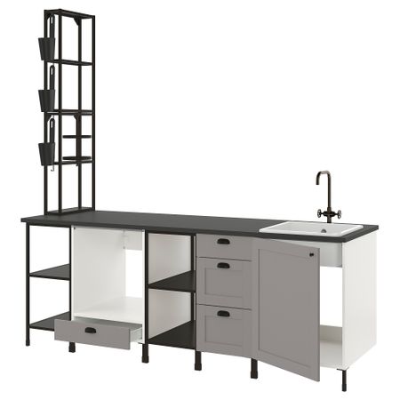 Кухня, 243x63.5x241 см, антрацит/серый каркас IKEA ENHET 293.380.58