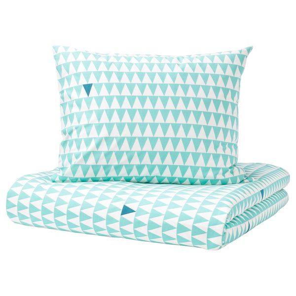 Пододеяльник и наволочка, 150x200/50x60 см, светлая бирюза IKEA STILLSAMT 003.586.50 - схема-чертеж с размерами