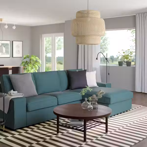 KIVIK 3-местный диван с козеткой - Kelinge серо-бирюзовый - фото 2