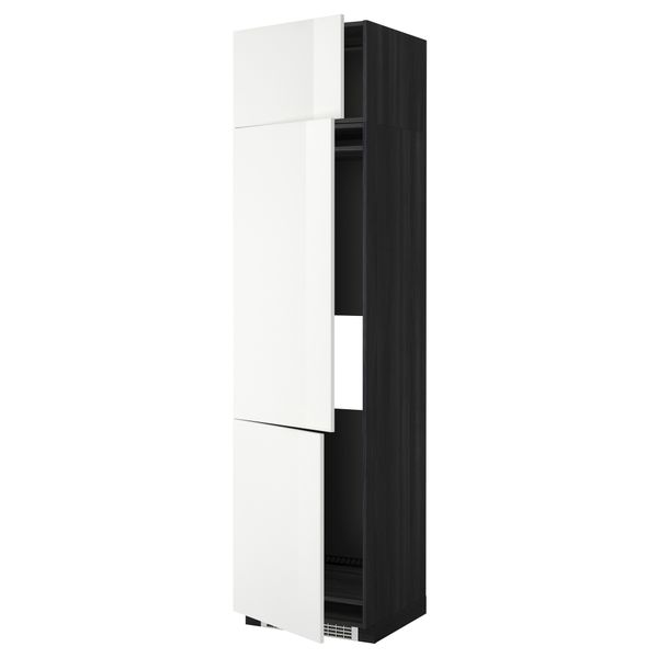 Высокий шкаф для холодильника или морозильника, с 3 дверями МЕТОД, черный, Рингульт белый - схема-чертеж с размерами