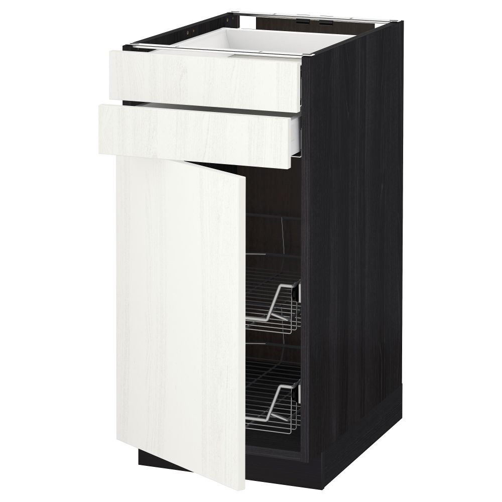 Напольный шкаф, дверца, 2 ящика, проволочных корзин МЕТОД / МАКСИМЕРА, черный, Росдаль белый - схема-чертеж с размерами