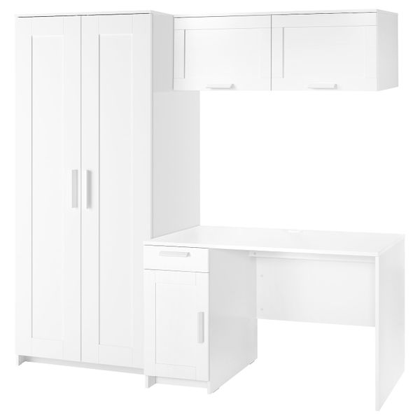 Комбинация для хранения, белый 198x65x190 см IKEA BRIMNES БРИМНЭС 293.997.25 - фото 1
