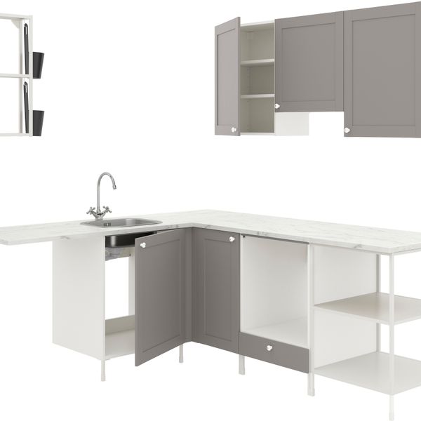 Угловая кухня, белый, серый каркас IKEA BEGIVENHET БЕГИВЕНХЕТ 293.379.97 - фото 2