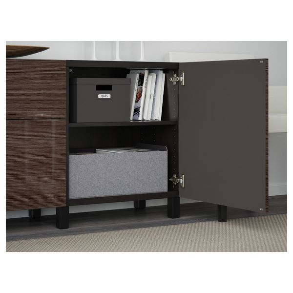 Комбинация для хранения с ящиками БЕСТО, черно-коричневый, Сельсвикен глянцевый/коричневый (180x40x74 см) - фото 3