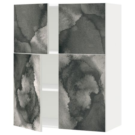 Навесной шкаф с полками, 4 дверцы МЕТОД, белый