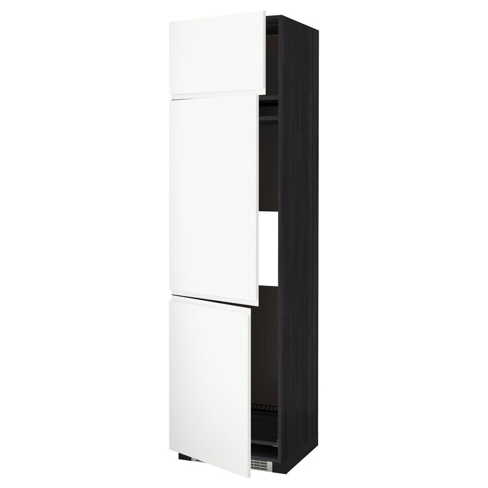 Высокий шкаф для холодильника или морозильника, с 3 дверями МЕТОД, черный, Воксторп белый - схема-чертеж с размерами