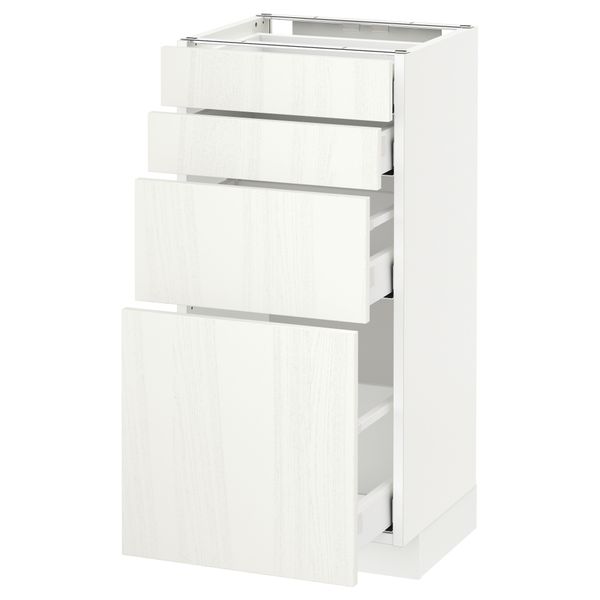 Напольный шкаф 4 фронтальных панели, 4 ящика МЕТОД / МАКСИМЕРА, белый, Росдаль белый - схема-чертеж с размерами
