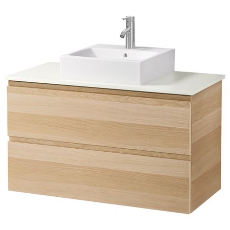 Шк п-раковину/столешн45x45/раковина  , под беленый дуб, белый (102x49x72 см)