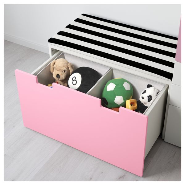 Комбинация для хранения со скамьей СТУВА, белый, розовый (150x50x192 см) - фото 3