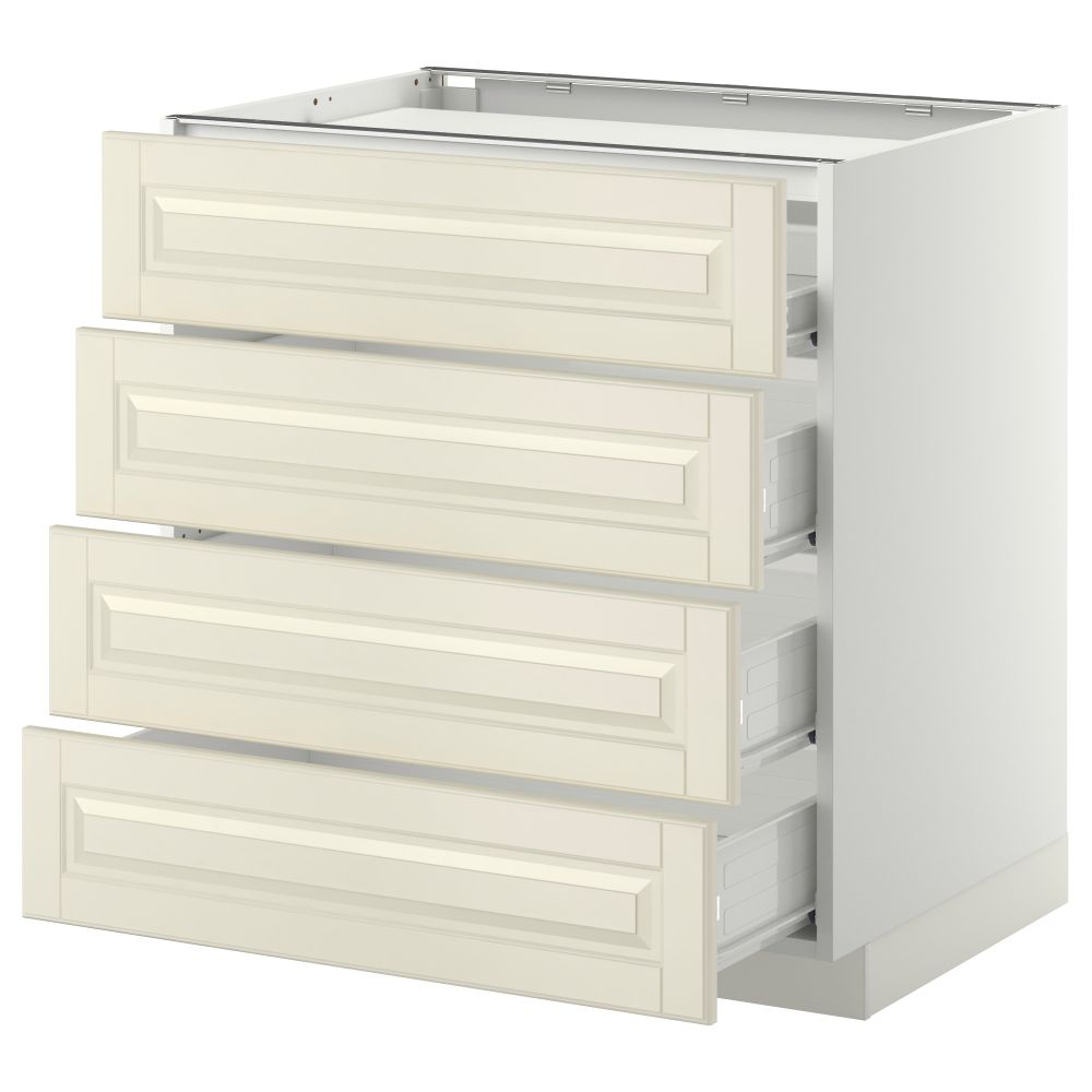 Напольный шкаф, 4 фронтальных панели, 4 ящика МЕТОД / ФОРВАРА, белый, Будбин белый с оттенком - схема-чертеж с размерами