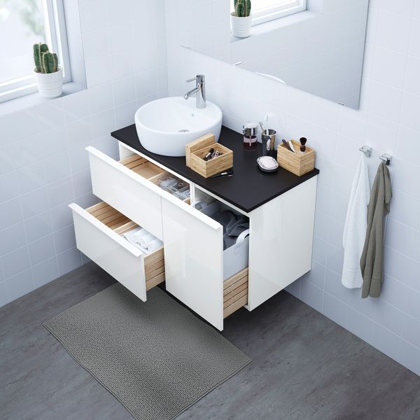 Шкаф с раковиной 45 см, глянцевый белый/антрацит ДАЛЬШЕР смеситель 102x49x74 см IKEA ГОДМОРГОН/ТОЛКЕН / ТОРНВИКЕН 793.256.33 - схема-чертеж с размерами