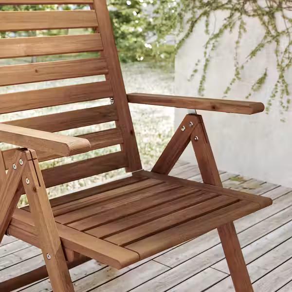 NÄMMARÖ Садовое кресло/регулируемая спинка - складной светло-коричневая морилка - фото 4