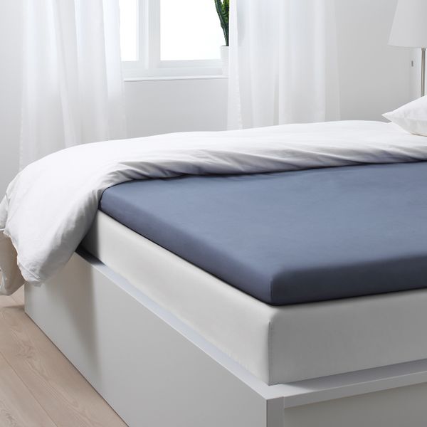 Натяжная простыня для тонкого матраса, сине-серый 180x200 см IKEA SÖMNTUTA СЁМНТУТА 704.126.58 - схема-чертеж с размерами