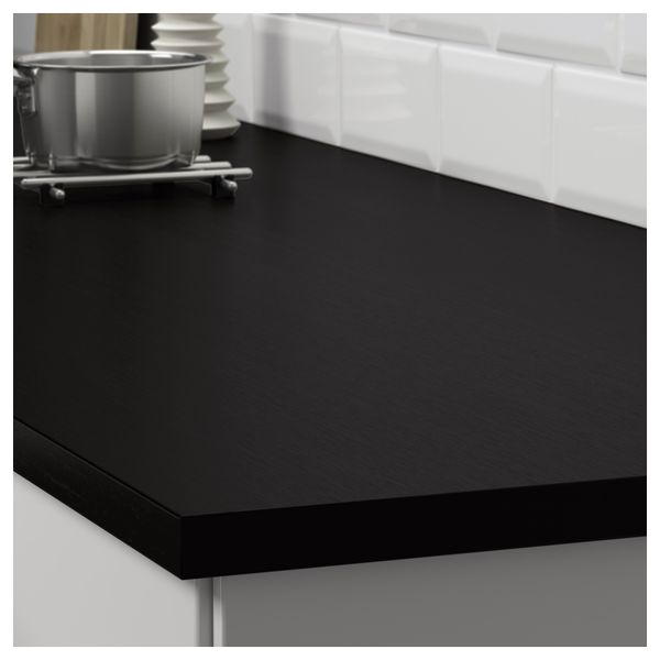 Столешница, двусторонняя ЭКБАККЕН, коричнево-чёрный, светлая бирюза с коричнево-черной окантовкой - фото 4