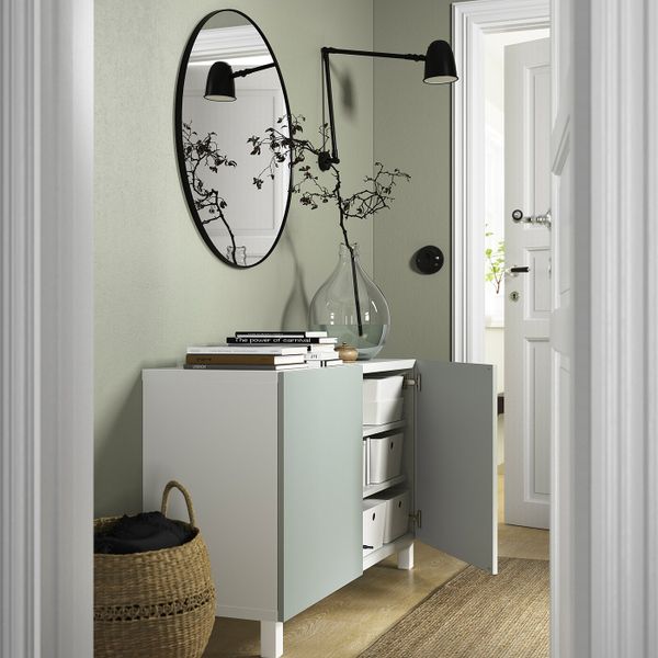 Комбинация для хранения с дверцами, белый/ХЁРТВИКЕН/СТУББ бледный серо-зеленый 120x42x74 см IKEA BESTÅ БЕСТО 594.329.26 - фото 2