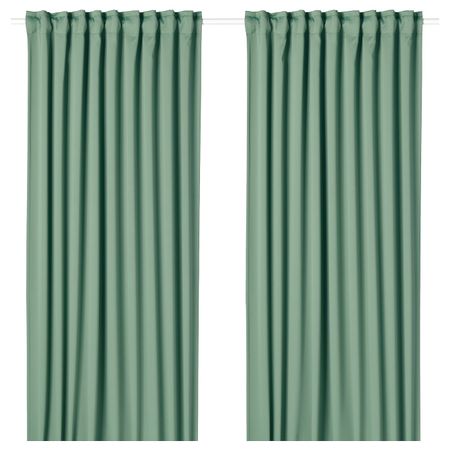 Гардины, блокирующие свет, 2 шт., зеленый 145x300 см IKEA MAJGULL МАЙГУЛЛ 804.178.01