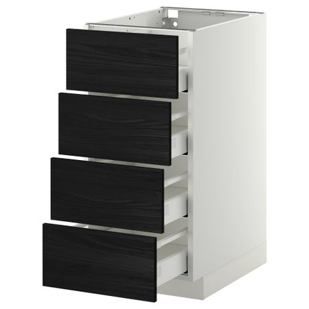 Напольный шкаф 4 фронтальных панели, 4 ящика МЕТОД / МАКСИМЕРА, белый, Тингсрид черный