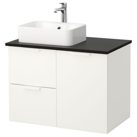 Шкаф с раковиной 45x32 см ГОДМОРГОН/ТОЛКЕН / ХОРВИК, белый, антрацит (82x49x72 см)