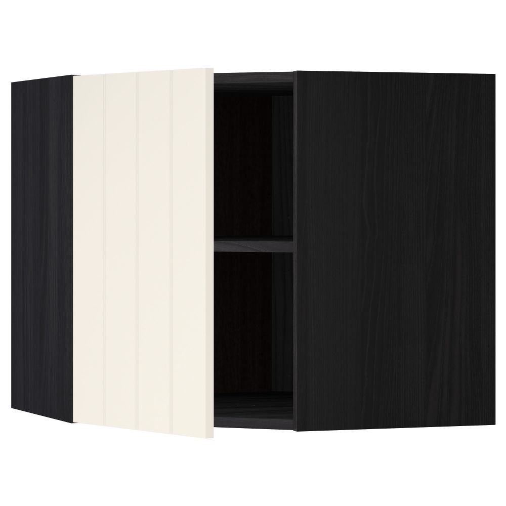 Угловой навесной шкаф с полками МЕТОД, черный, Хитарп белый с оттенком - схема-чертеж с размерами
