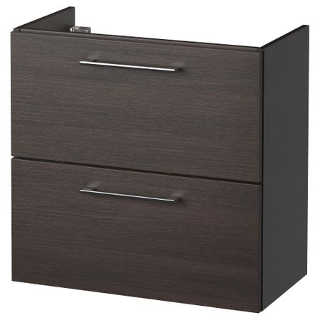 Шкаф для раковины с 2 ящиками ГОДМОРГОН, черно-коричневый