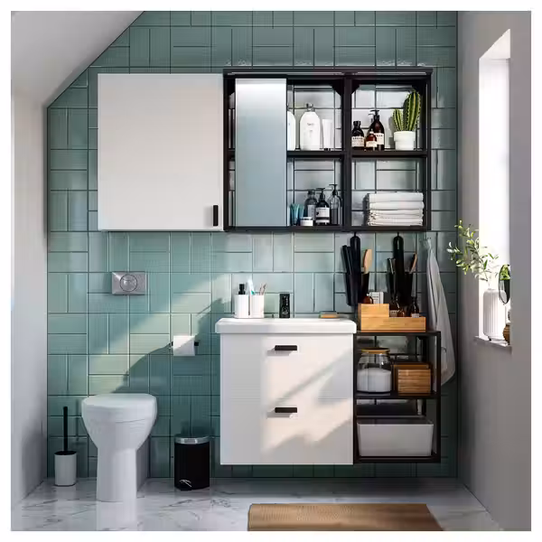 SILVERGLANS Светодиодная подсветка для ванной - регулируемая яркость антрацит 40 см - схема-чертеж с размерами