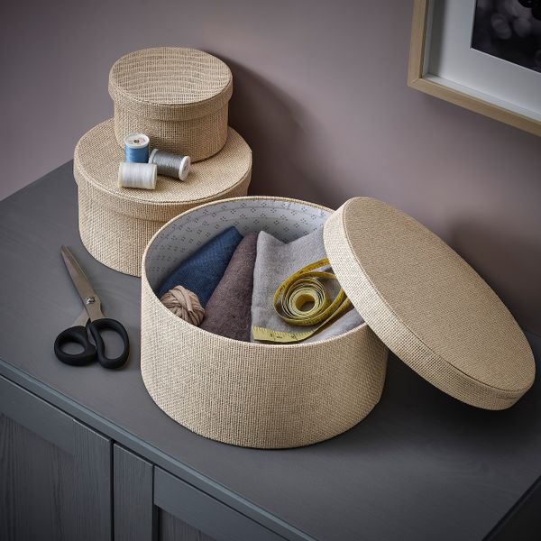 Коробка, 3 шт., бежевый IKEA KVARNVIK КВАРНВИК 604.594.82 - схема-чертеж с размерами