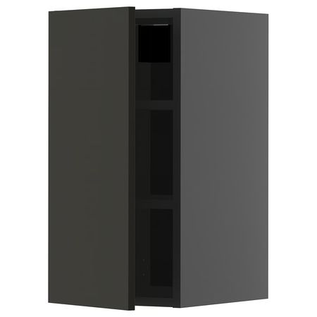 METOD Навесной шкаф с полками - черно-серый/Nickebo матовый антрацит 30x60 см