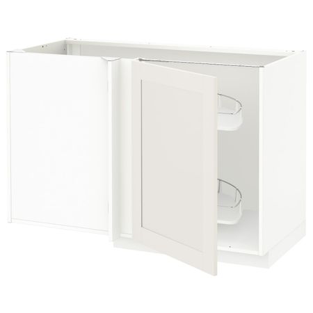 Угловой напольный шкаф с выдвижной секц, белый/Сэведаль белый 128x68 см IKEA METOD МЕТОД 292.232.36