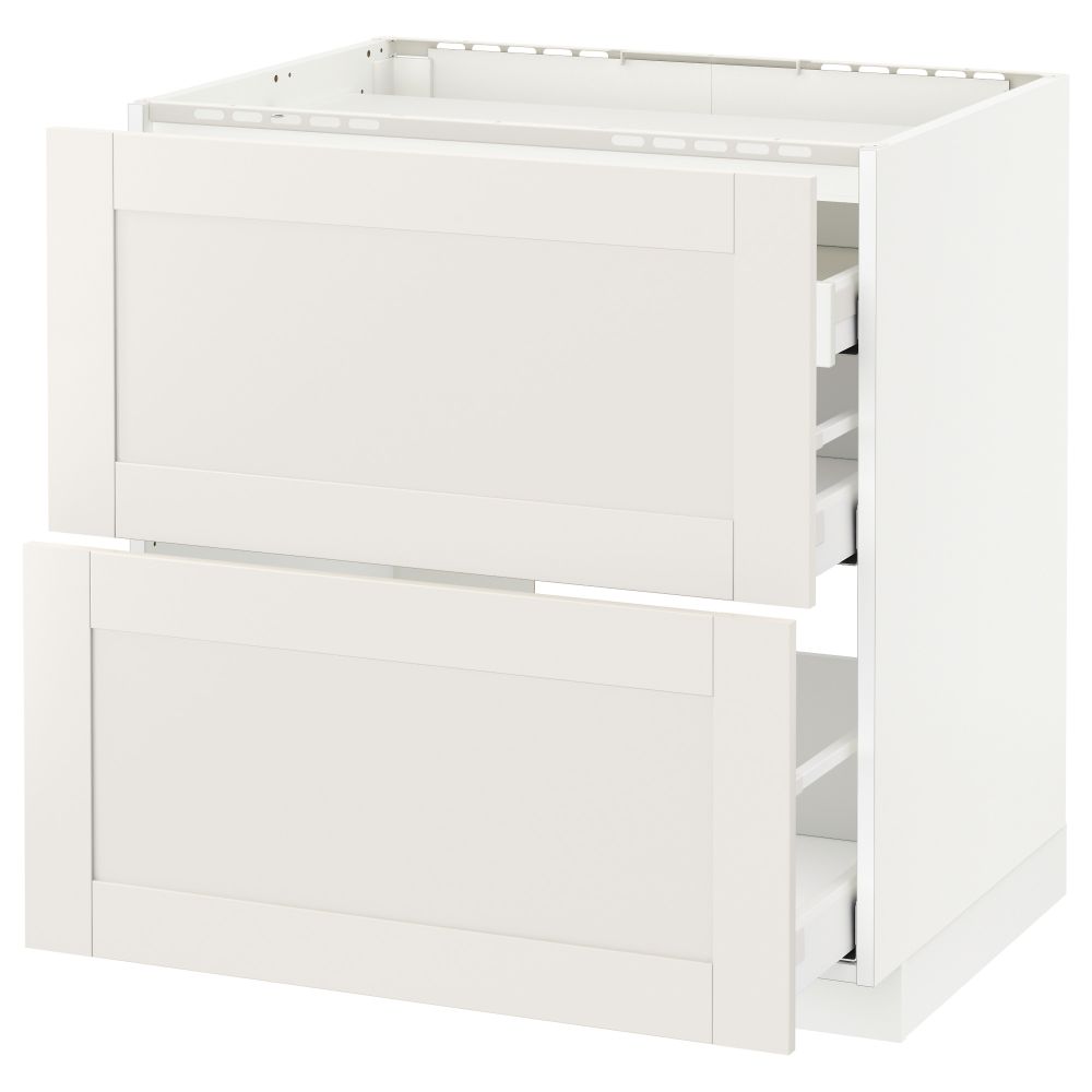 Напольный шкаф, 2 фронтальных панели, 3 ящика МЕТОД / МАКСИМЕРА, белый, Сэведаль белый - схема-чертеж с размерами