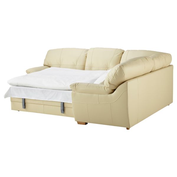 Диван-кровать угловой БЬЁРБУ, правый, бежевый - фото 3
