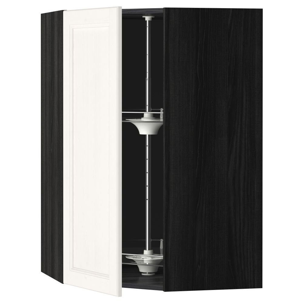 Угловой навесной шкаф с вращающейся секцией МЕТОД, черный, Лаксарби белый - схема-чертеж с размерами