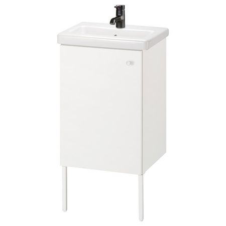 Шкаф под раковину с 1 дверцей, белый/Сальен смеситель 44x43x88 см IKEA FISKÅN ФИСКОН / TVÄLLEN ТВЭЛЛЕН 294.304.67