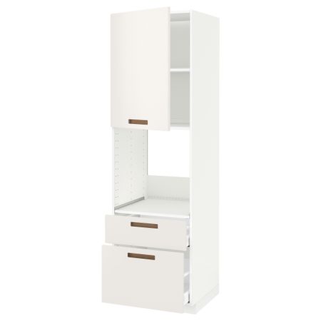 Высокий шкаф для духовки + дверь, 2 ящика МЕТОД / МАКСИМЕРА, белый, Мэрста белый