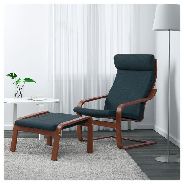 Табурет для ног ПОЭНГ, классический коричневый, Хилларед темно-синий - схема-чертеж с размерами