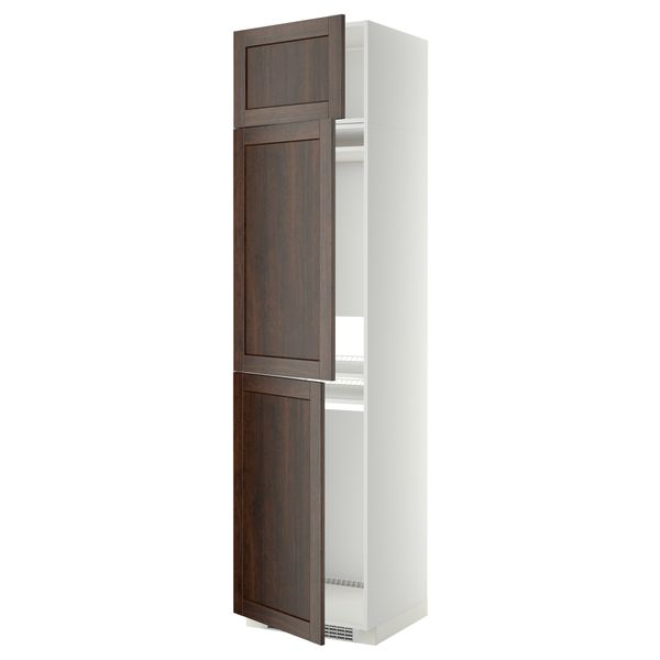 Высокий шкаф для холодильника или морозильника, с 3 дверями МЕТОД, белый, Эдсерум коричневый (60x60x240 см) - схема-чертеж с размерами