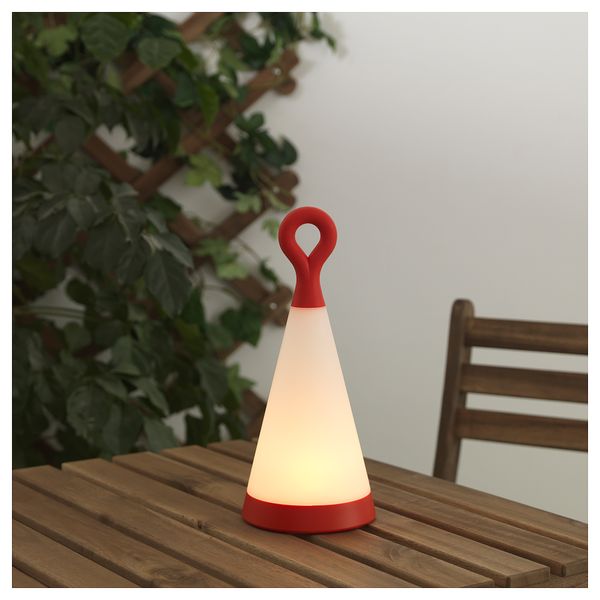 Настольная светодиодная лампа, солнечная батарея СОЛВИДЕН, для сада, треугольник красный/белый (30 см) - фото 4