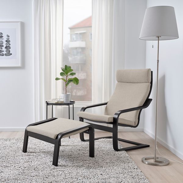 Кресло, черно-коричневый/Хили бежевый IKEA POÄNG ПОЭНГ 993.193.82 - фото 2