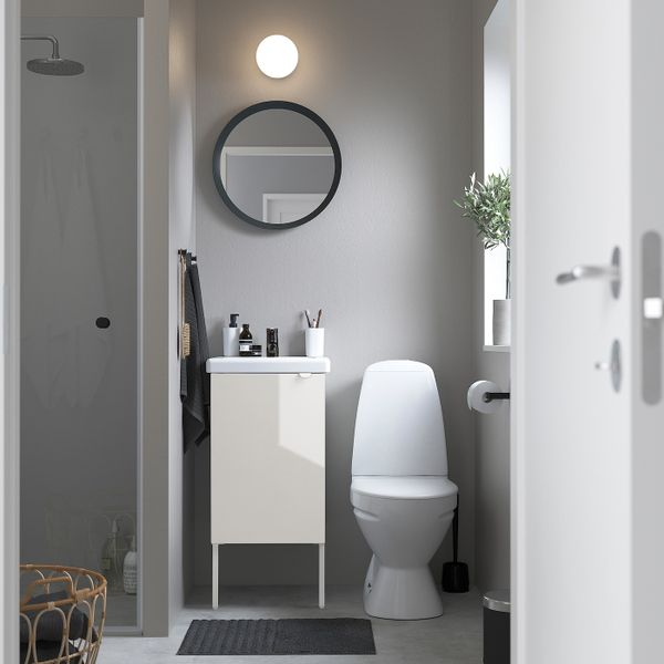 Шкаф под раковину с 1 дверцей, глянцевый белый/Сальен смеситель 44x43x88 см IKEA FISKÅN ФИСКОН / TVÄLLEN ТВЭЛЛЕН 394.304.43 - фото 2