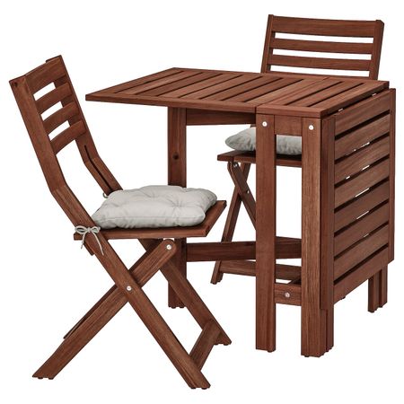 Стол + 2 складных стула,д/сада, коричневая морилка/Куддарна серый IKEA ЭПЛАРО 792.911.19
