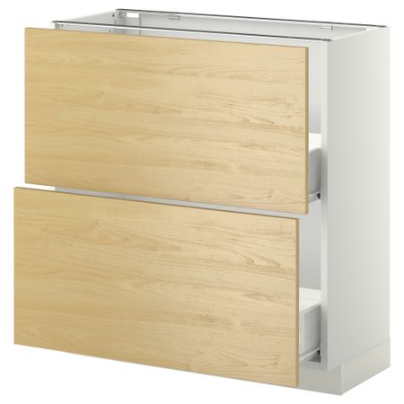 Напольный шкаф с 2 ящиками МЕТОД / ФОРВАРА, белый, Тингсрид береза